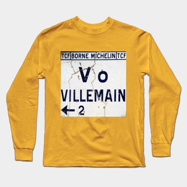 Old Enamel French Road Sign Long Sleeve T-Shirt by JonDelorme